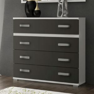Cómoda Cabra 4 cajones blanco/grafito 89,9x89x39,6 cm