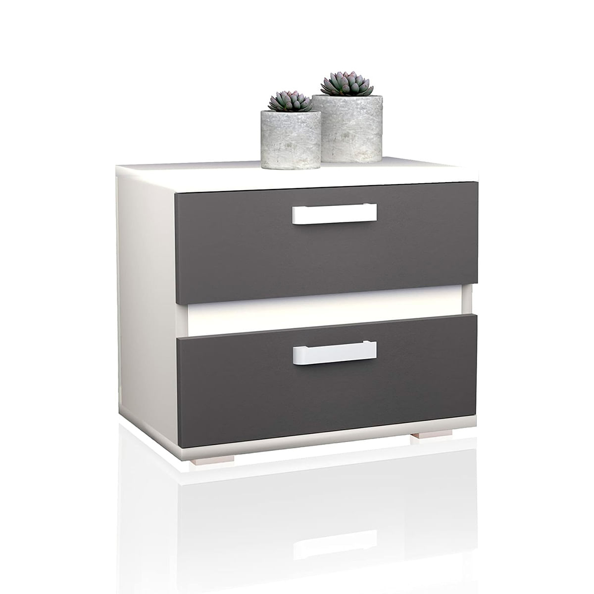 Mesita-de-noche-Cabra-2-cajones-blanco-grafito-50x40x60cm-fondo-blanco