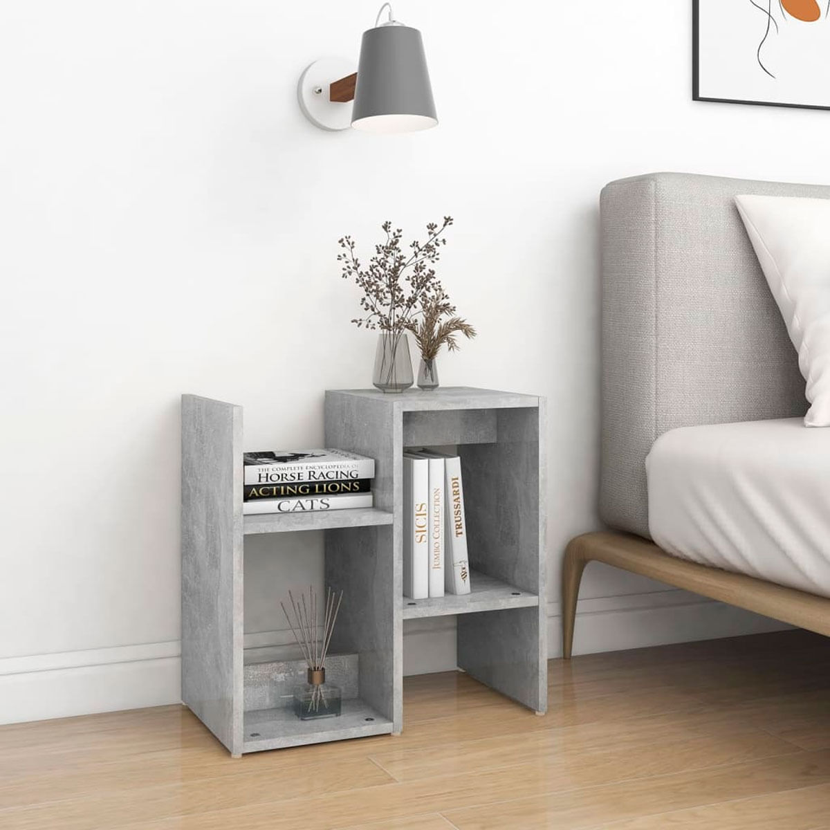 Mueble auxiliar Guayana diseño 2 en 1 gris hormigón 51,5x50x30 cm 3