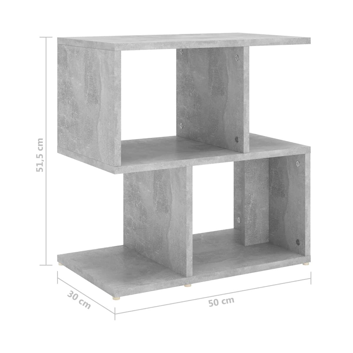 Mueble auxiliar Guayana diseño 2 en 1 gris hormigón 51,5x50x30 cm medidas