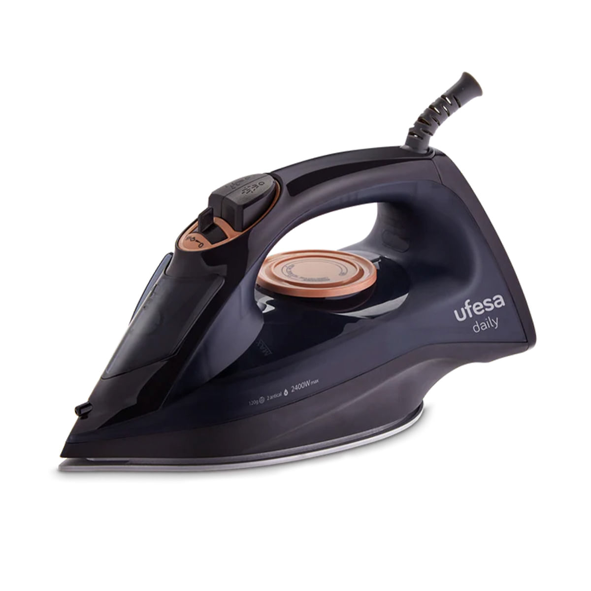Plancha-de-vapor-Ufesa-PV1100C-Daily-2400W-ceramica-280ml-negro-fondo-blanco