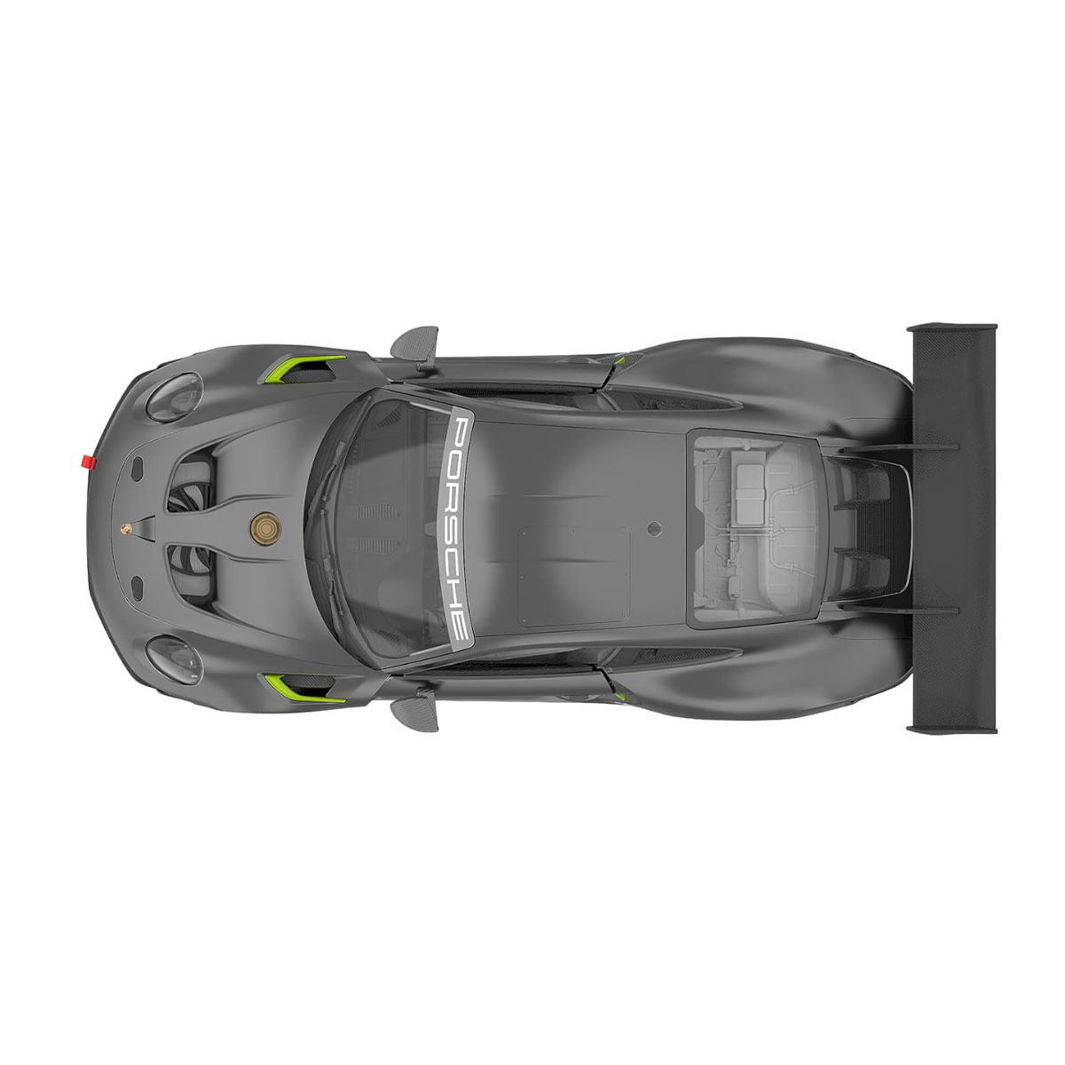 Coche-teledirigido-Porsche-911-GT2-RS-Clubsport-25-Rastar-con-mando-gris-9x338x14cm-cenital