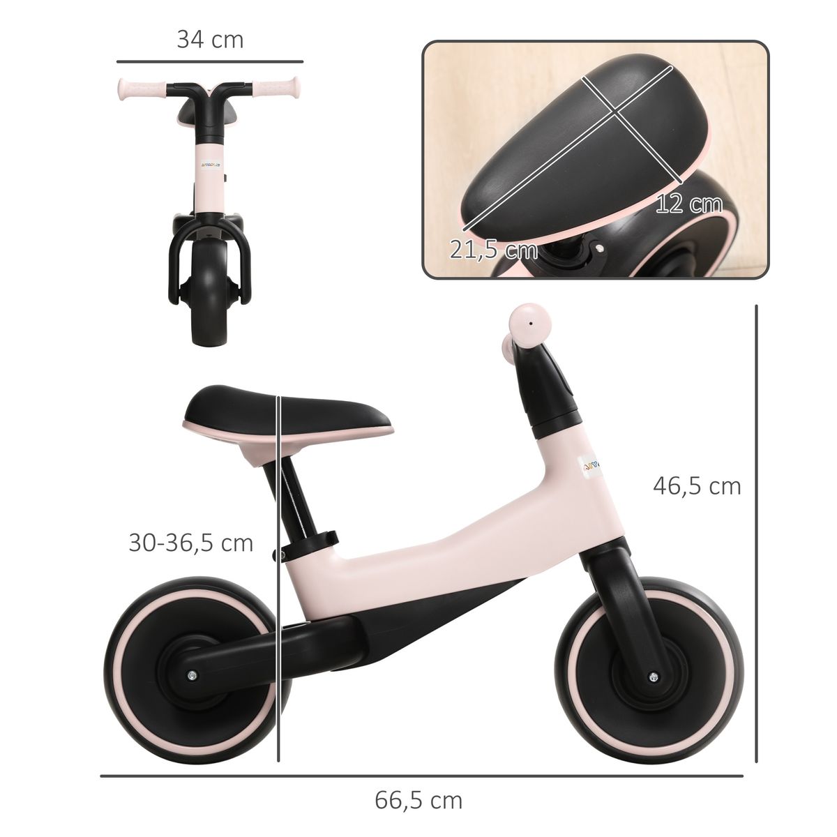 Bicicleta sin pedales Aiyaplay sillin ajustable +18M rosa 3