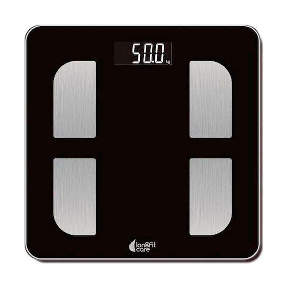 Bascula-digital-Longfit-Care-multifuncion-Bluetooth-negro-30x30cm-fondo-blanco