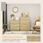 Cómoda Nassau Homcom 4 cajones estilo cannage natural 88,5x60x38 cm 5