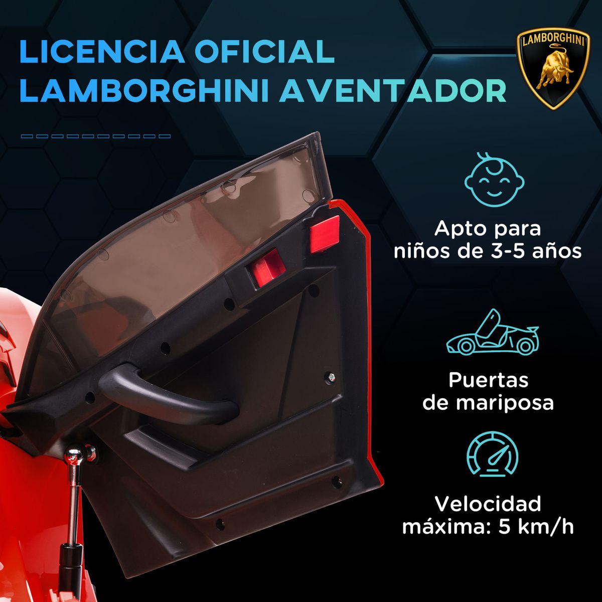 Coche eléctrico infantil Lamborghini Homcom con mando rojo 4