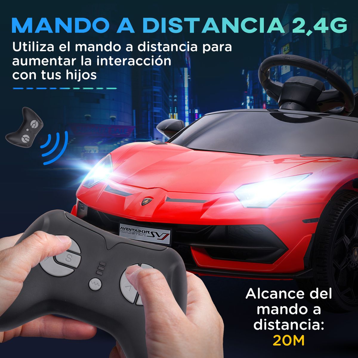 Coche eléctrico infantil Lamborghini Homcom con mando rojo 6