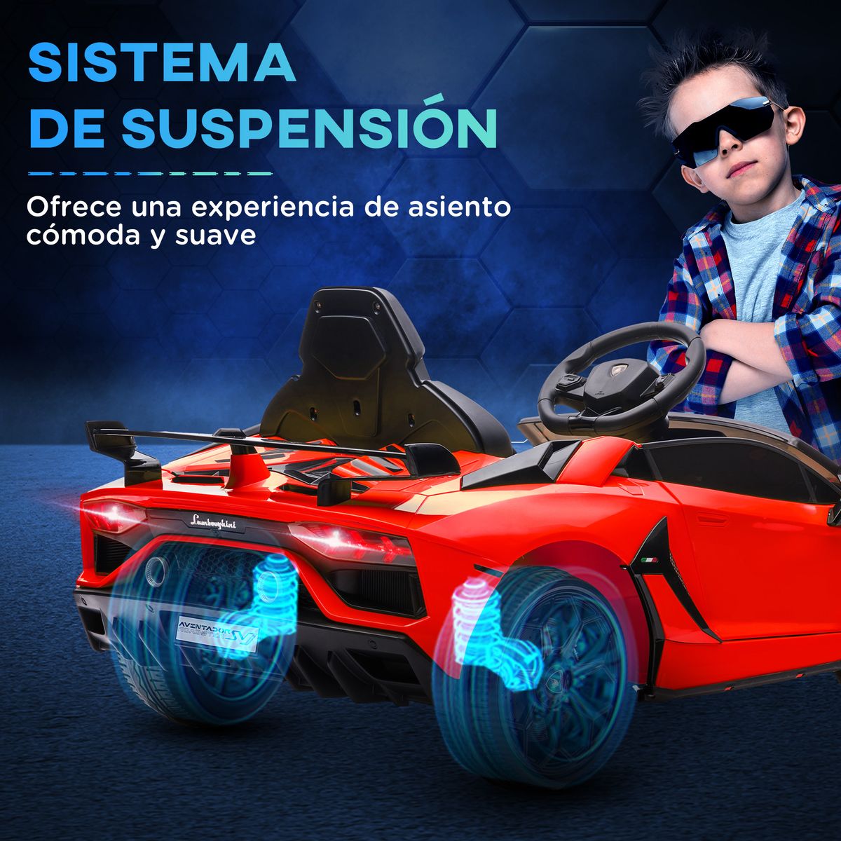 Coche eléctrico infantil Lamborghini Homcom con mando rojo 8