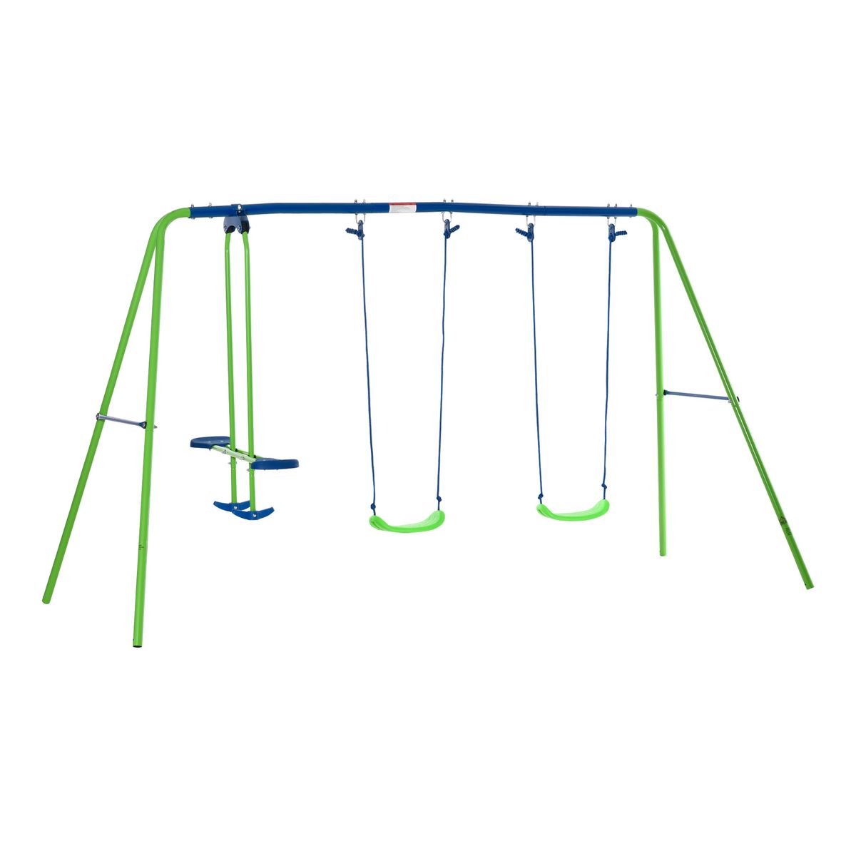 Columpio infantil Outsunny 2 columpios + 1 columpio doble verde 2