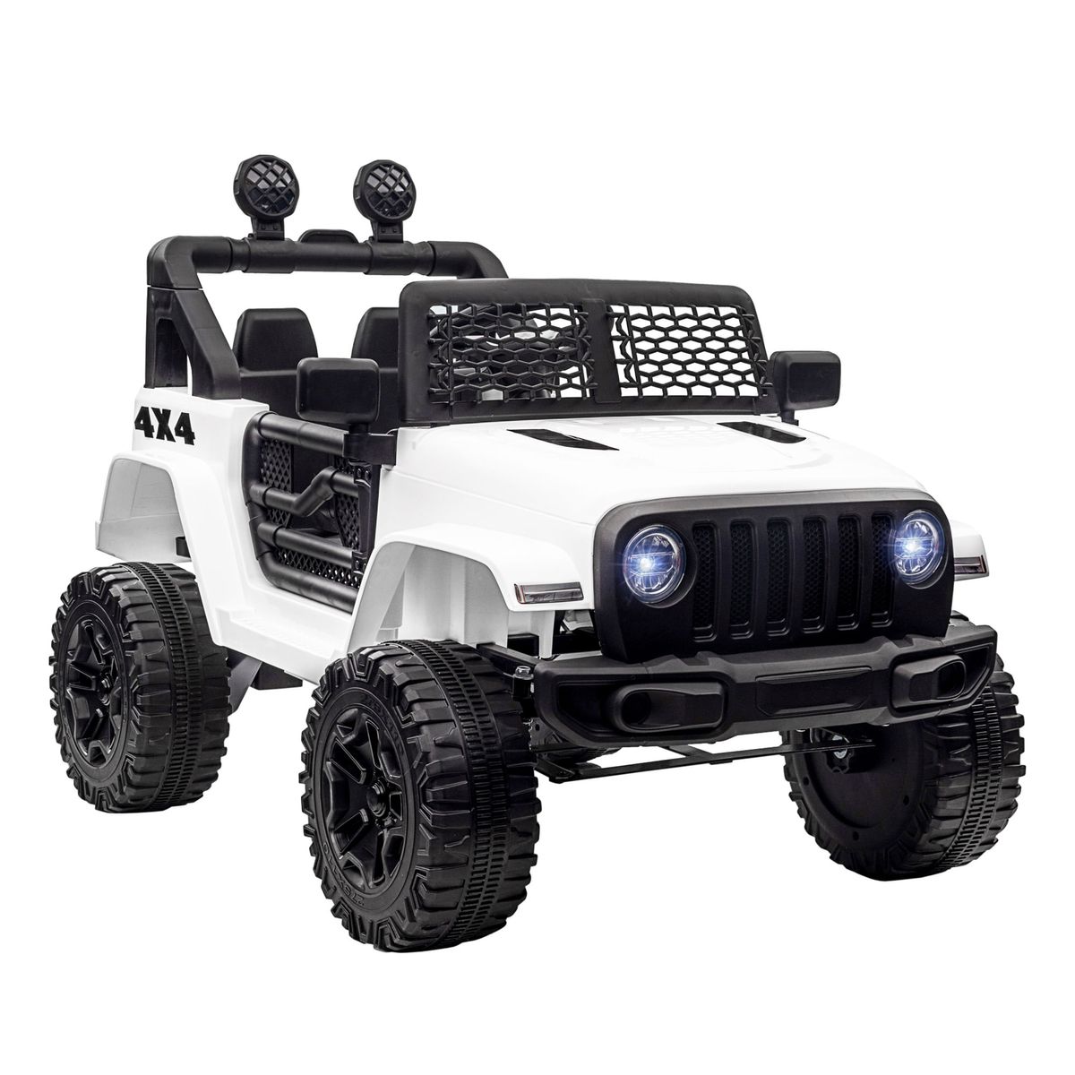 Coche eéectrico infantil Homcom tipo todoterreno blanco 2