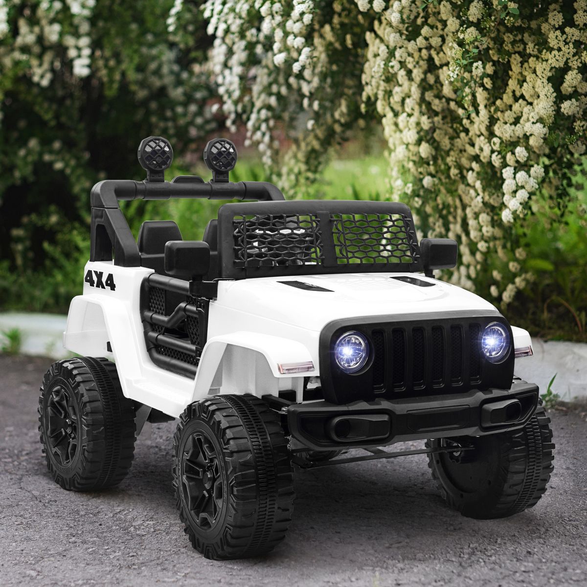 Coche eéectrico infantil Homcom tipo todoterreno blanco