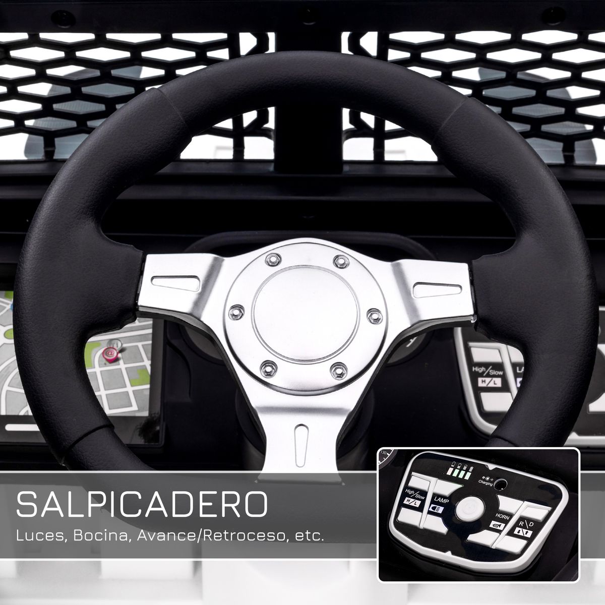 Coche eéectrico infantil Homcom tipo todoterreno blanco 4