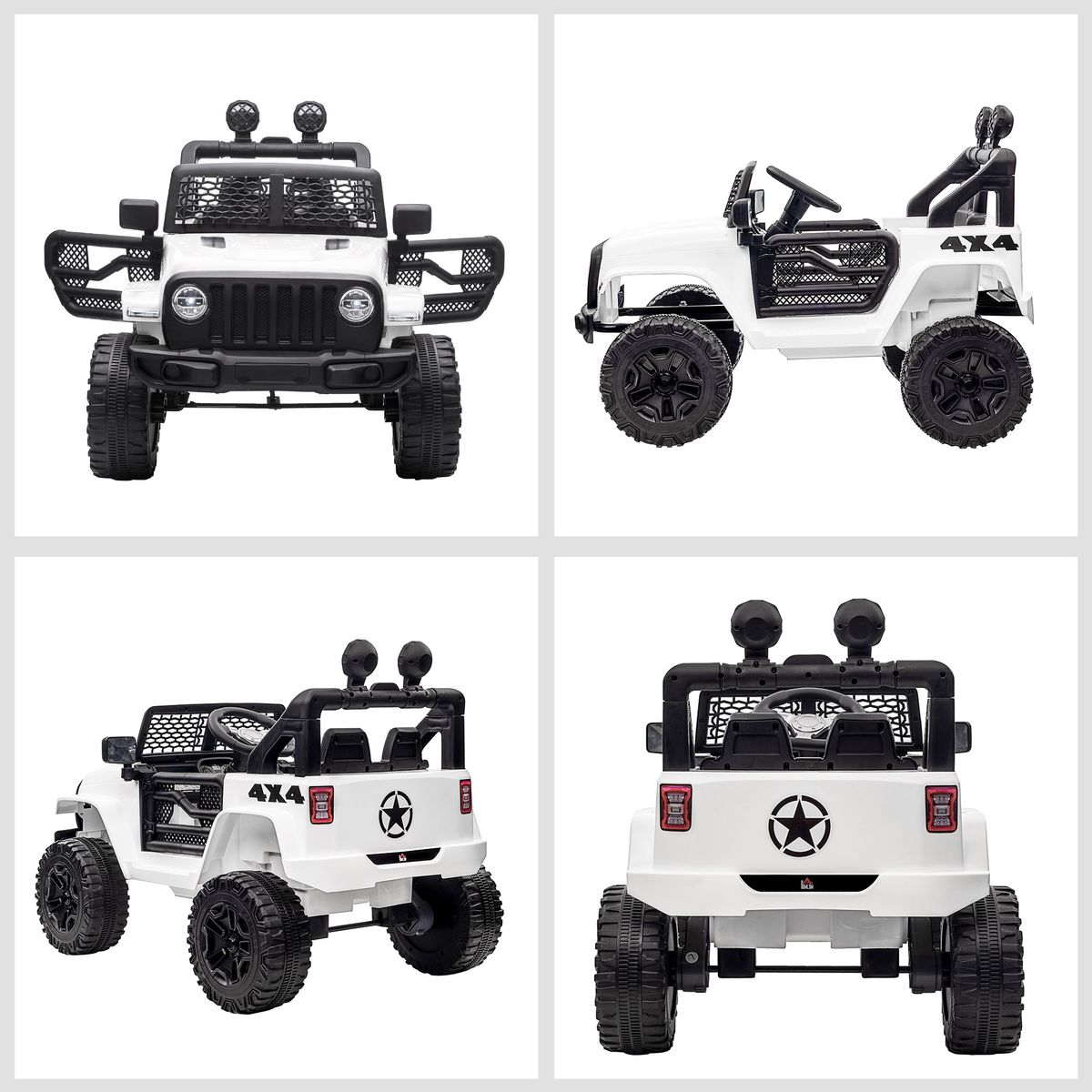 Coche eéectrico infantil Homcom tipo todoterreno blanco 8