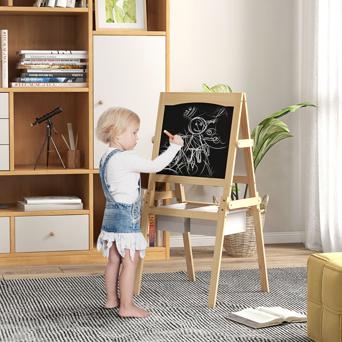 Pizarra infantil Aiyaplay doble cara 3 en 1 natural