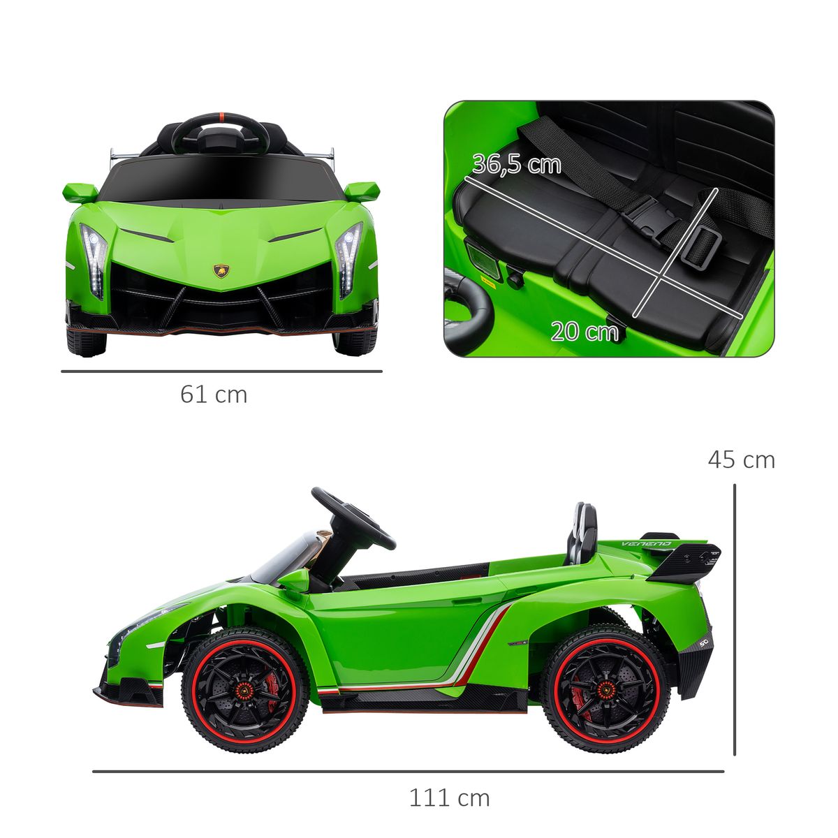Coche eléctrico infantil Lamborghini Homcom con mando 3-6A verde 3