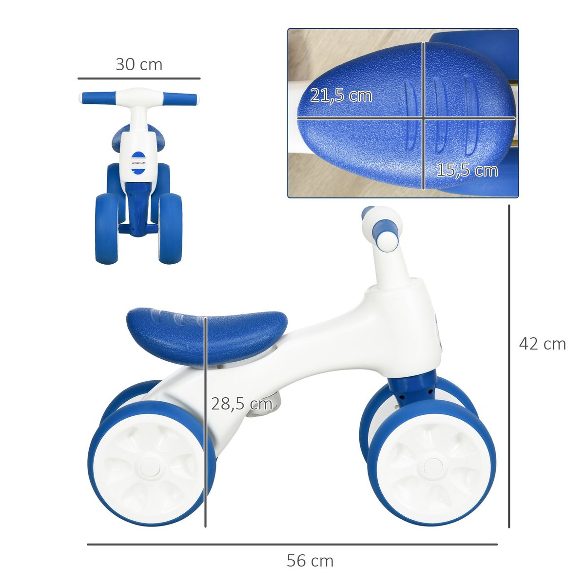 Bicicleta sin pedales Aiyaplay sillín ajustable +18M azul 3