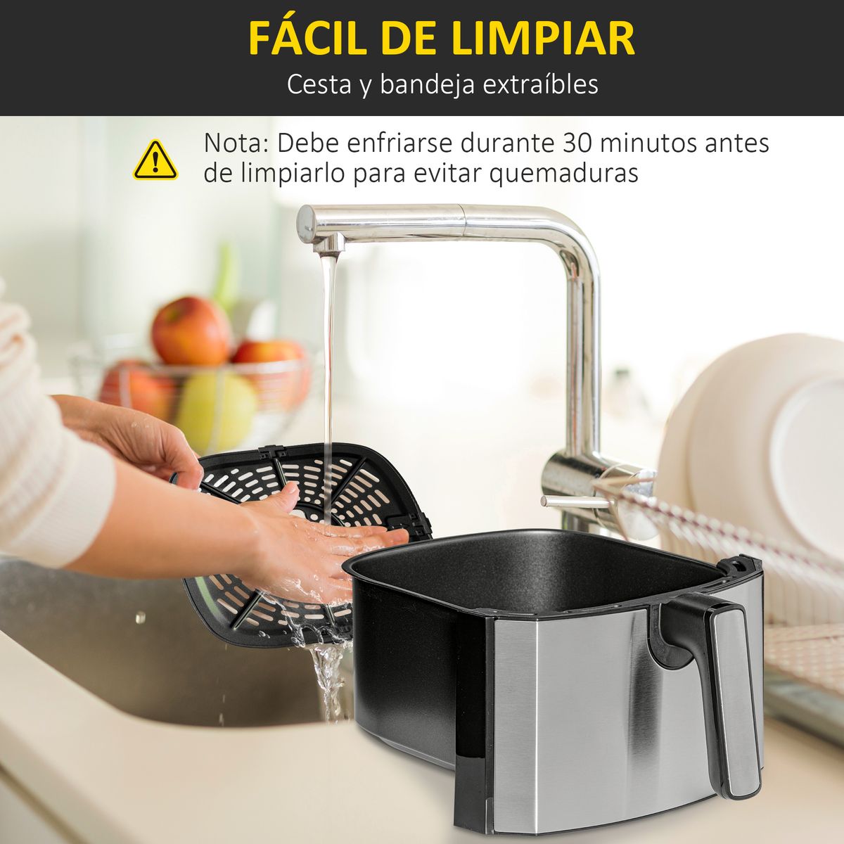 Freidora de aire Crispy Homcom 6,5L 1800W negro 8