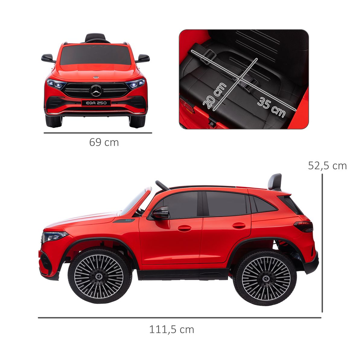 Coche eléctrico infantil Mercedes Benz EQA 12V con mando rojo 3