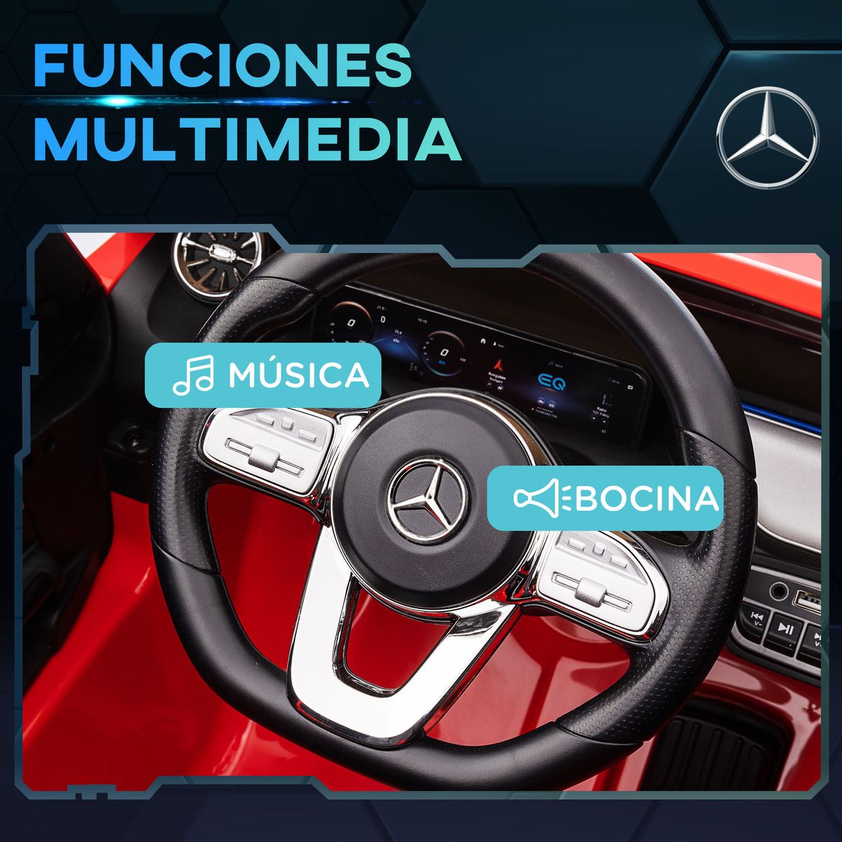 Coche eléctrico infantil Mercedes Benz EQA 12V con mando rojo 6
