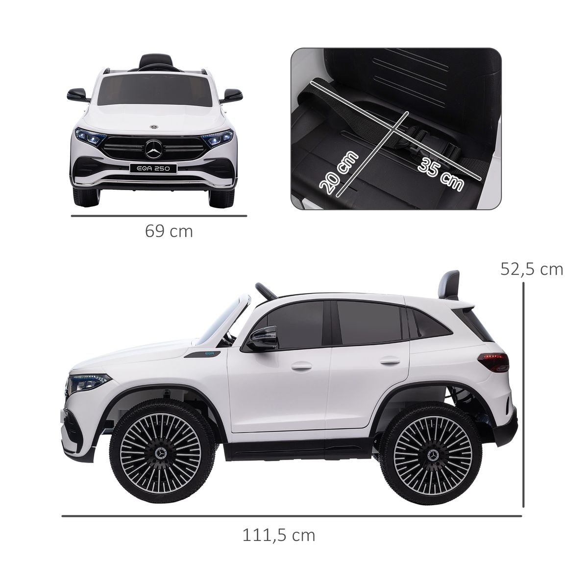 Coche eléctrico infantil Mercedes Benz EQA 12V con mando blanco 3