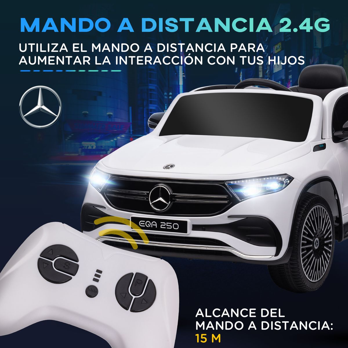 Coche eléctrico infantil Mercedes Benz EQA 12V con mando blanco 5