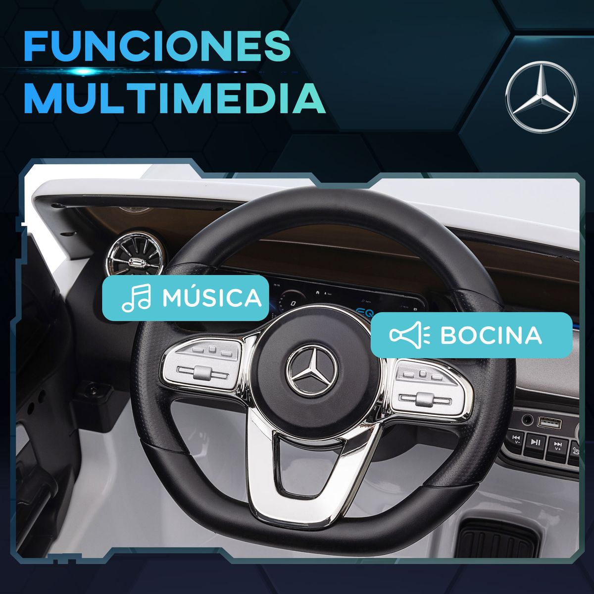 Coche eléctrico infantil Mercedes Benz EQA 12V con mando blanco 6
