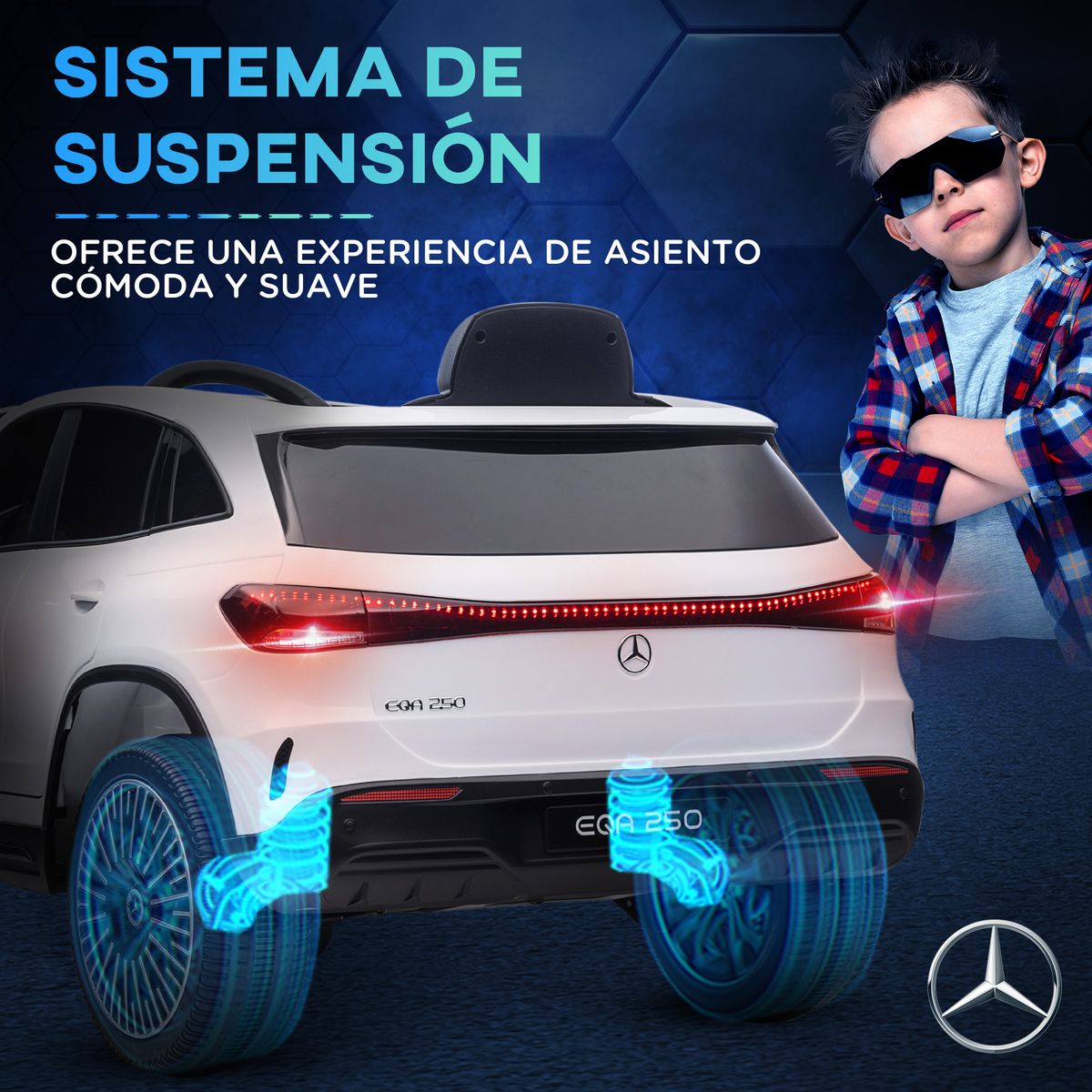 Coche eléctrico infantil Mercedes Benz EQA 12V con mando blanco 7