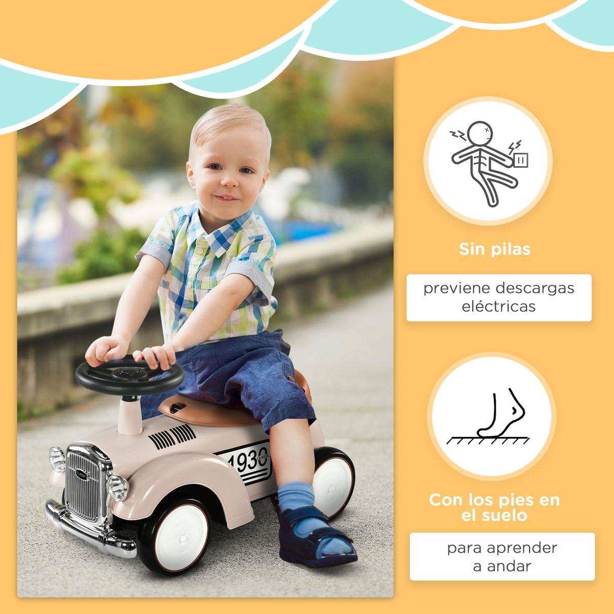 Correpasillos Aiyaplay con bocina +12M crema 7