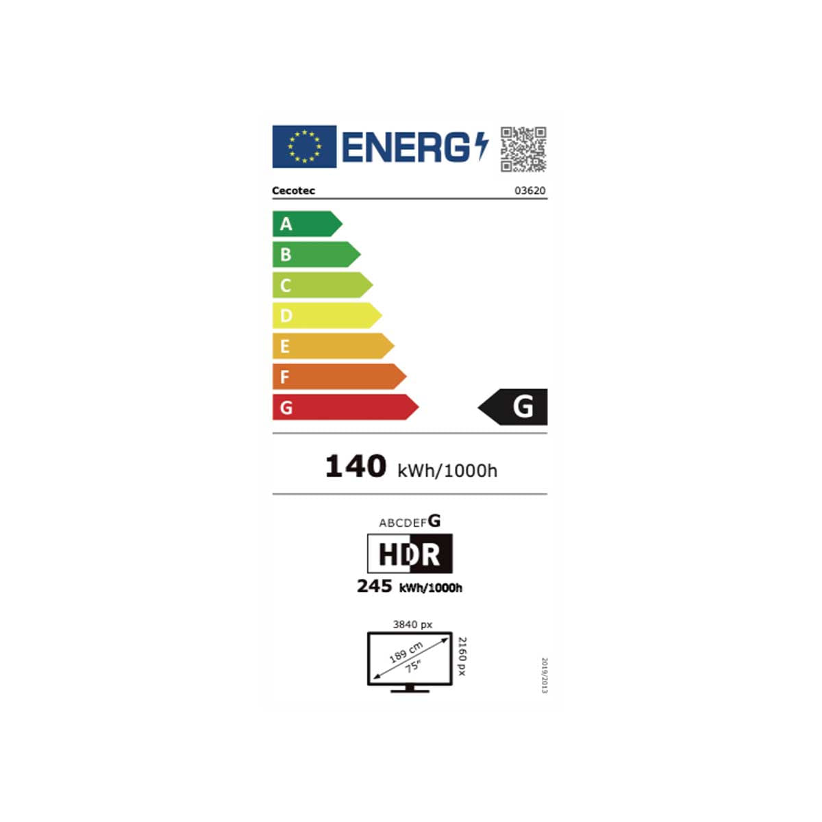 Televisor Smart TV Cecotec TV QLED V3+ series VQU30075+ 75’’ 4K UHD Android 11 G negro eficiencia-energetica