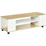 mueble bajo de tv kure homcom 2 estantes natural/blanco 38,5x120x40 cm fondo blanco