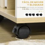 mueble bajo de tv kure homcom 2 estantes natural/blanco 38,5x120x40 cm detalle ruedas