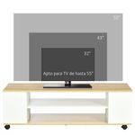 mueble bajo de tv kure homcom 2 estantes natural/blanco 38,5x120x40 cm parte trasera