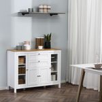 Aparador de cocina Vis Homcom 2 cajones + 2 puertas blanco/natural 90x120x40 cm
