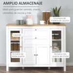 Aparador de cocina Vis Homcom 2 cajones + 2 puertas blanco/natural 90x120x40 cm 4