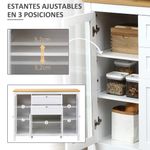 Aparador de cocina Vis Homcom 2 cajones + 2 puertas blanco/natural 90x120x40 cm 5