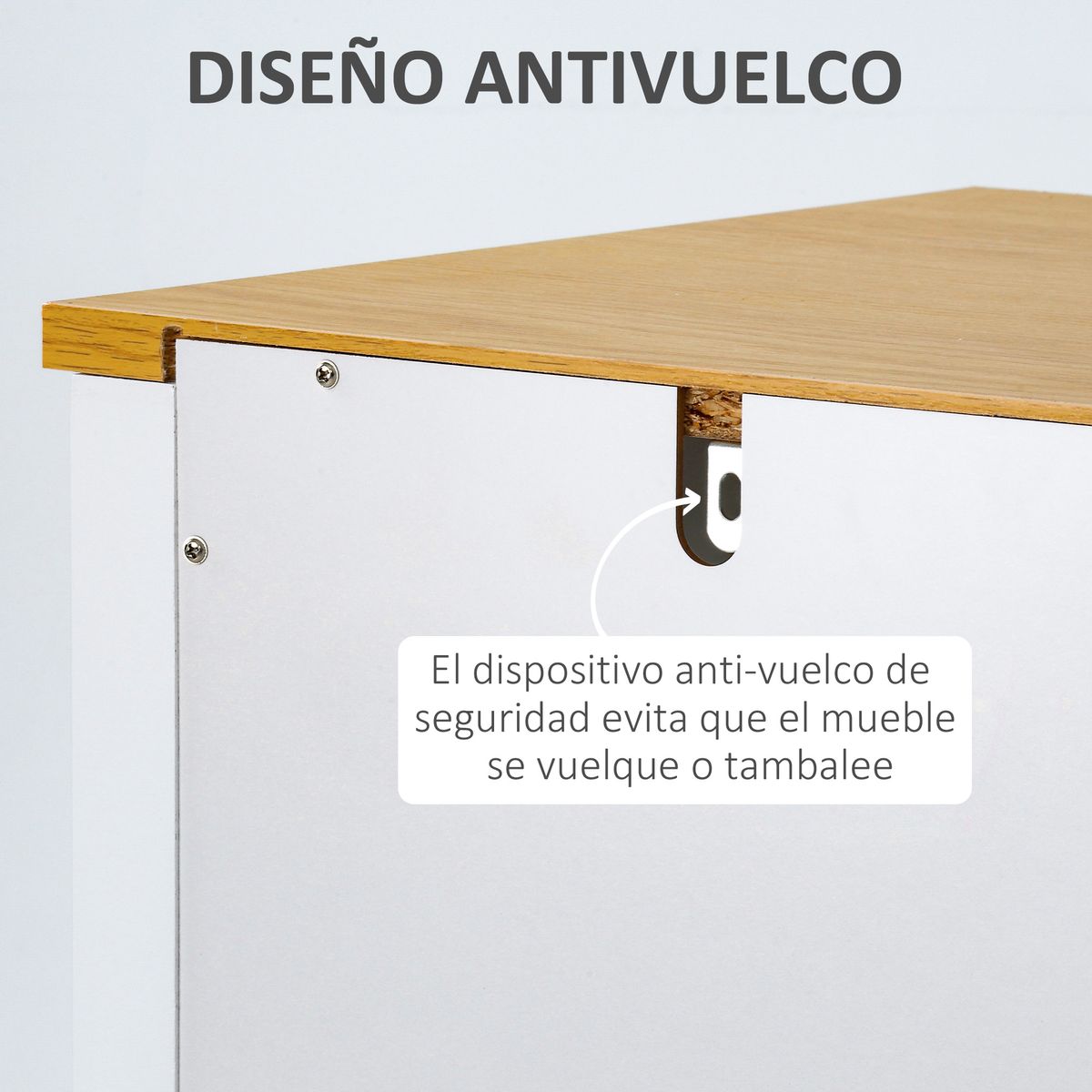 Aparador de cocina Vis Homcom 2 cajones + 2 puertas blanco/natural 90x120x40 cm 6