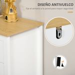 aparador san blas homcom 2 puertas + 3 cajones blanco/natural 70x120x40 cm detalle dos