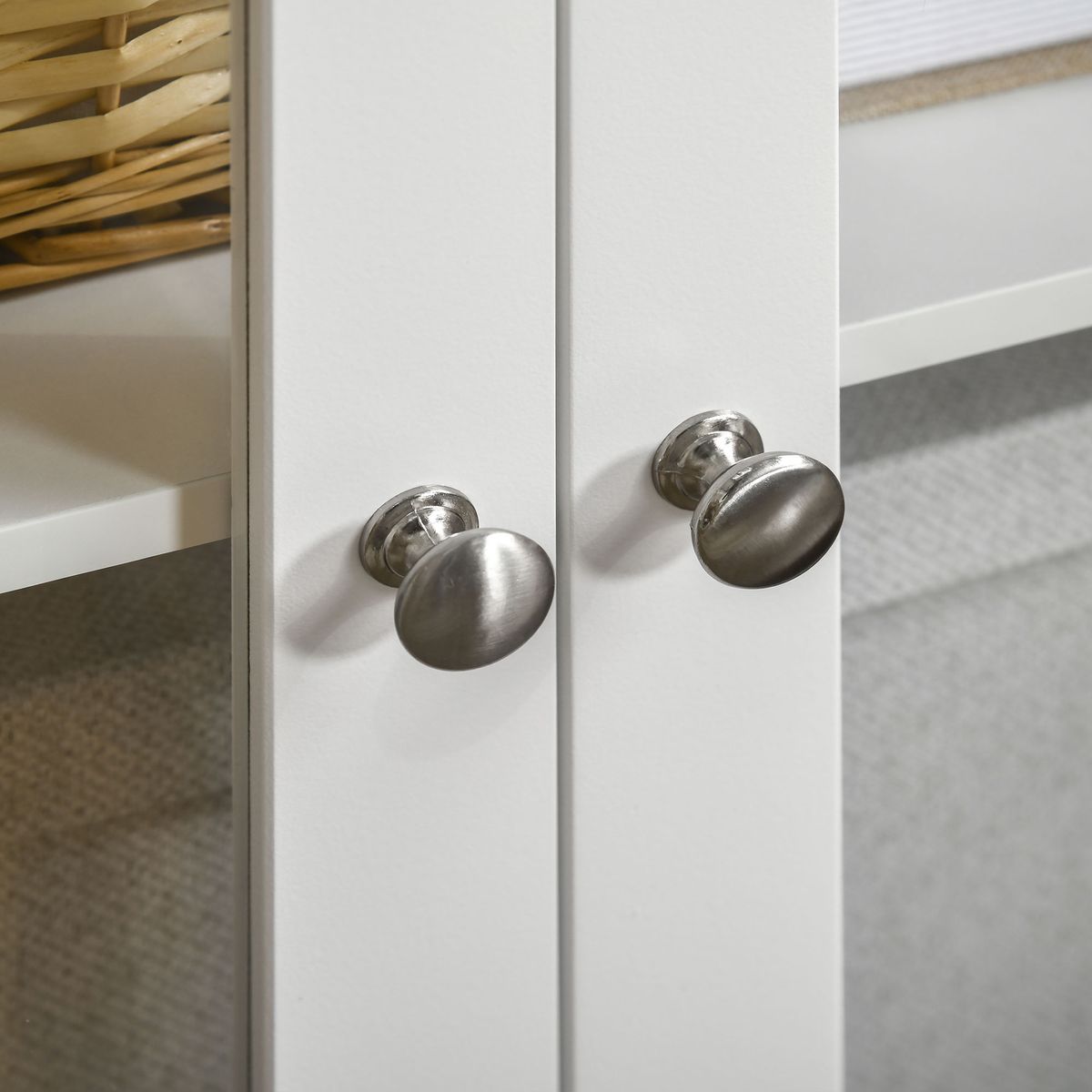 aparador san blas homcom 2 puertas + 3 cajones blanco/natural 70x120x40 cm pomos