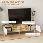 mueble bajo de tv jarvis homcom 2 puertas + 2 estantes natural/blanco 42x150x30 cm detalles mueble