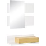 recibidor hiva homcom con espejo 1 cajon blanco fondo blanco