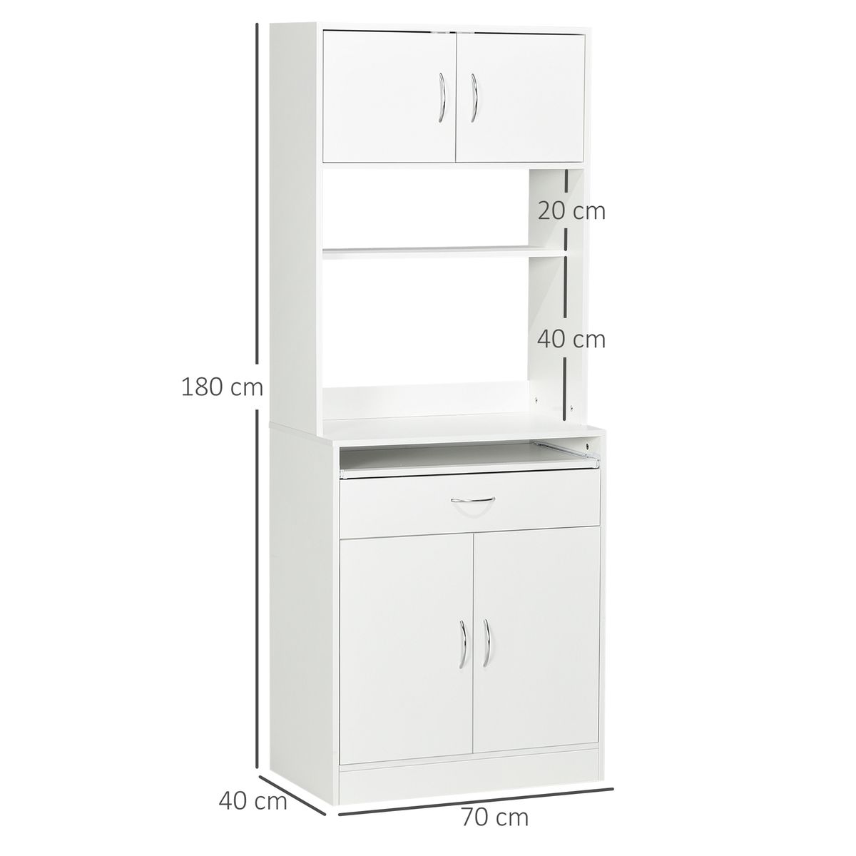 Mueble de cocina Paros Homcom 4 puertas blanco 180x70x40 cm 3