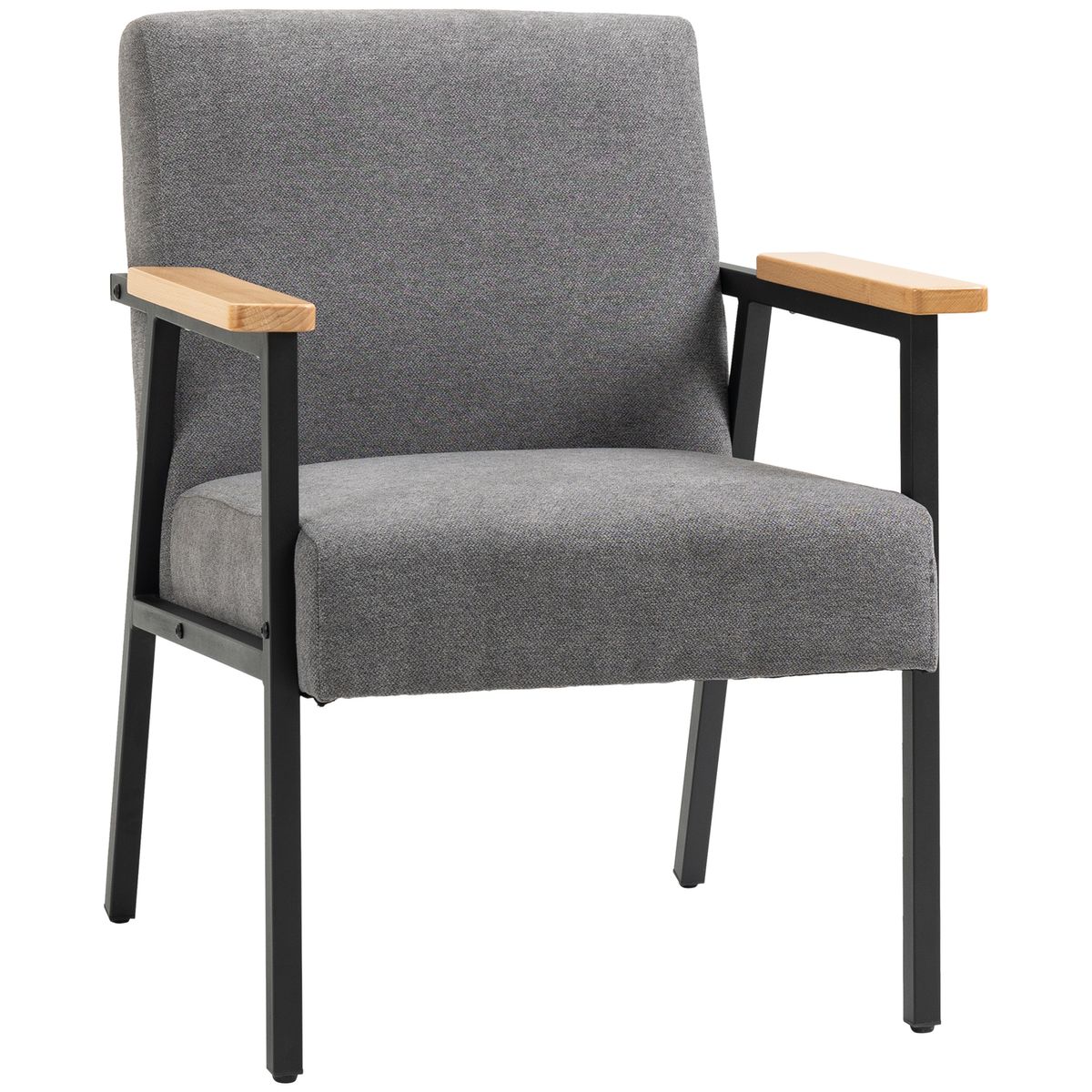 butaca modern living homcom con reposabrazos gris 83,5x64,5x70 cm fondo blanco