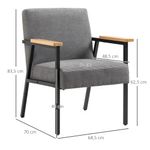 butaca modern living homcom con reposabrazos gris 83,5x64,5x70 cm medidas