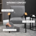 butaca modern living homcom con reposabrazos gris 83,5x64,5x70 cm detalles