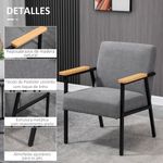butaca modern living homcom con reposabrazos gris 83,5x64,5x70 cm lateral