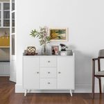 aparador ko thai homcom 2 puertas + 3 cajones blanco 80x90x32 cm animada