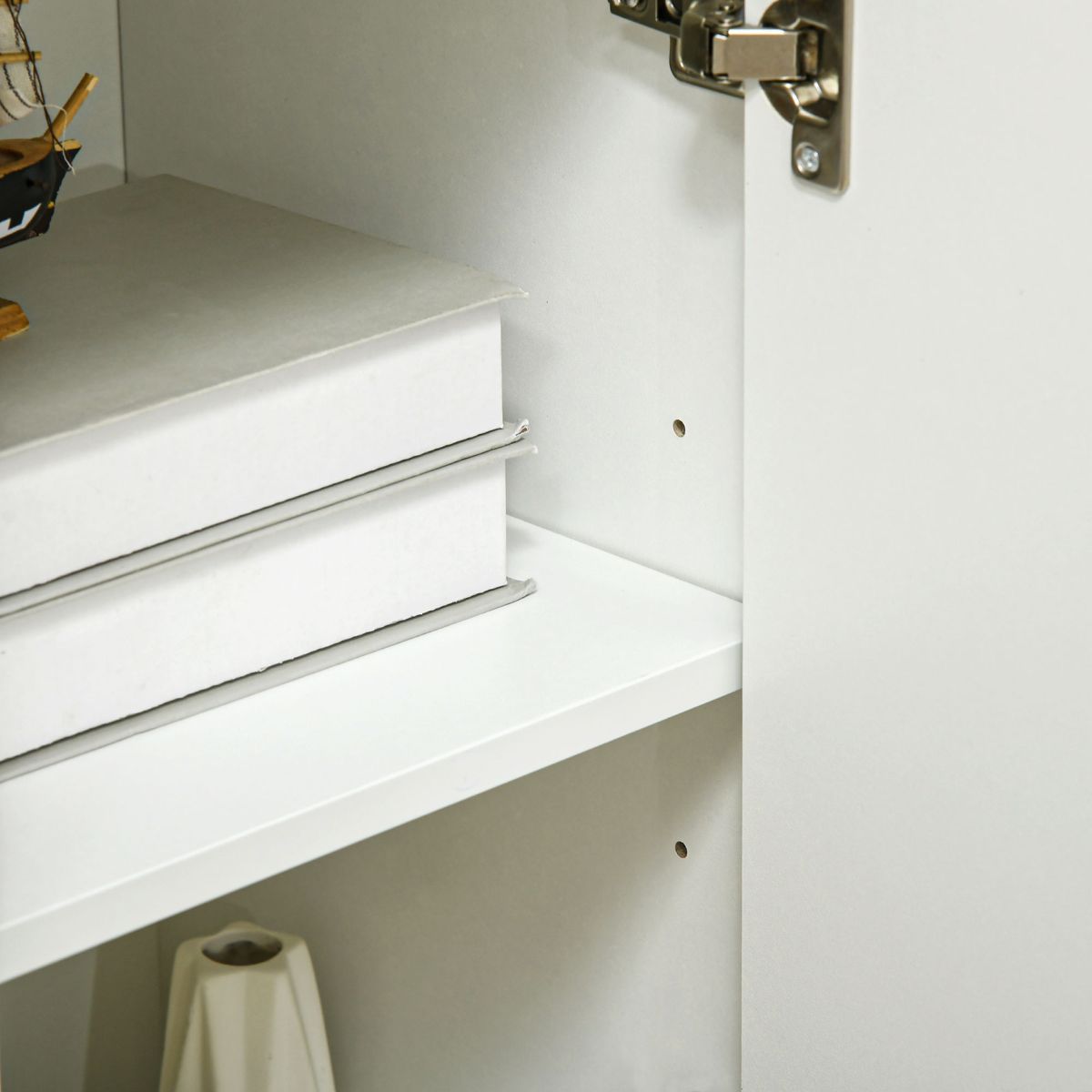 aparador ko thai homcom 2 puertas + 3 cajones blanco 80x90x32 cm interior