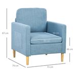 Butaca Alves Homcom 2 bolsillos laterales azul claro 87x73x79 cm 3