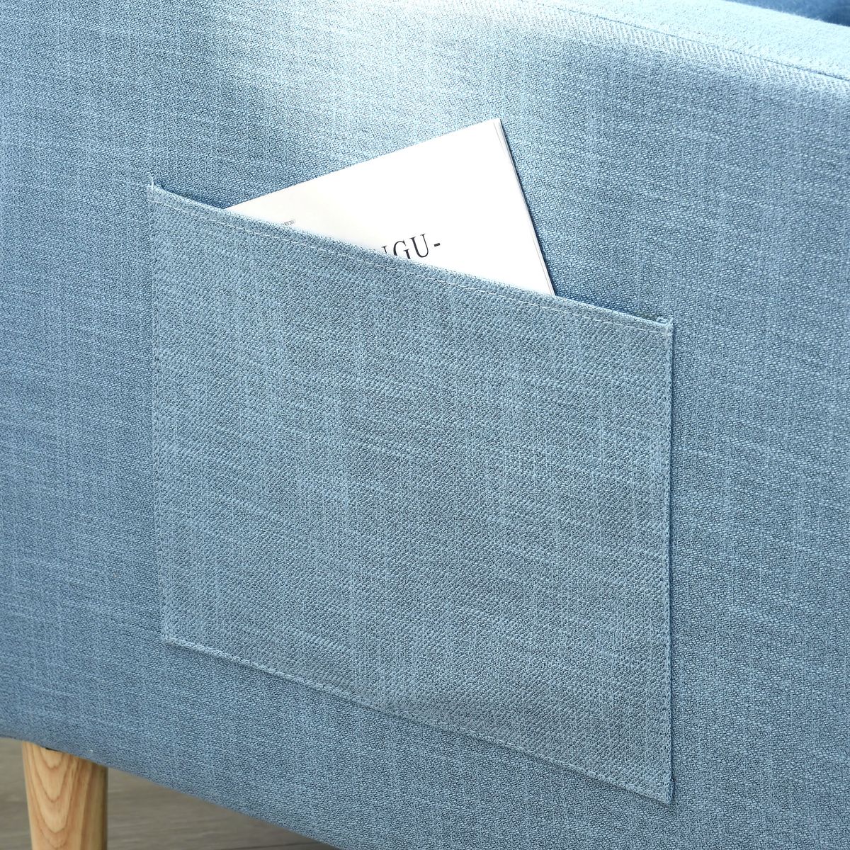 Butaca Alves Homcom 2 bolsillos laterales azul claro 87x73x79 cm 8