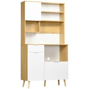 Mueble de cocina Tibeta homcom 3 puertas blanco/natural 180x93x40 cm